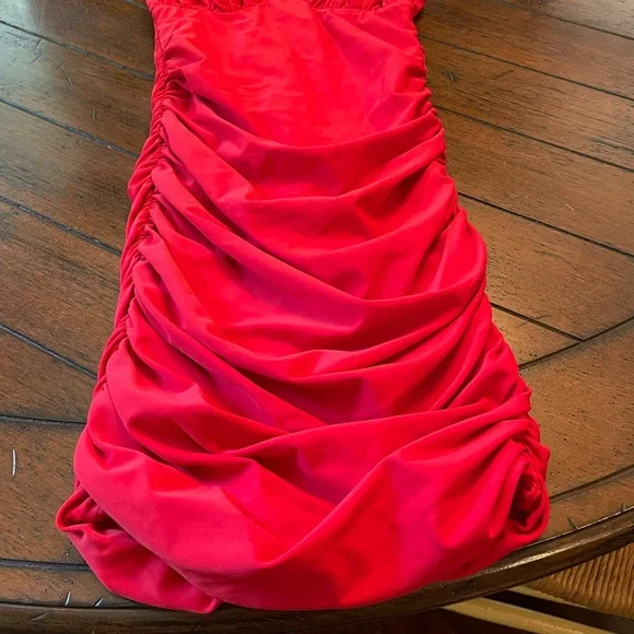 Tiger Mist Red Ruched Dress - Picture 6 of 6